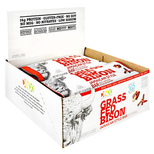DNX Bars Grass Fed Bison Bar - Jamaican Style - 12 Bars - 685239665222