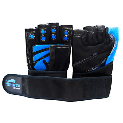 Spinto USA, LLC Mens Workout Glove w/ Wrist Wraps - Blue/Gray (LG) -   - 636655966011
