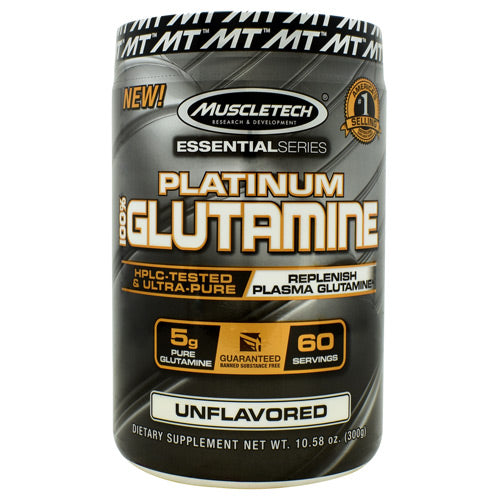 Muscletech Essential Series 100% Platinum Glutamine - Unflavored - 60 Servings - 631656705706