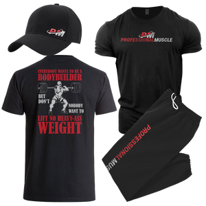 Heavy-Ass Weights Combo - Shirt, Sweats and Cap